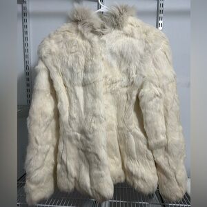 Sergio valente vintage white rabbit fur jacket small